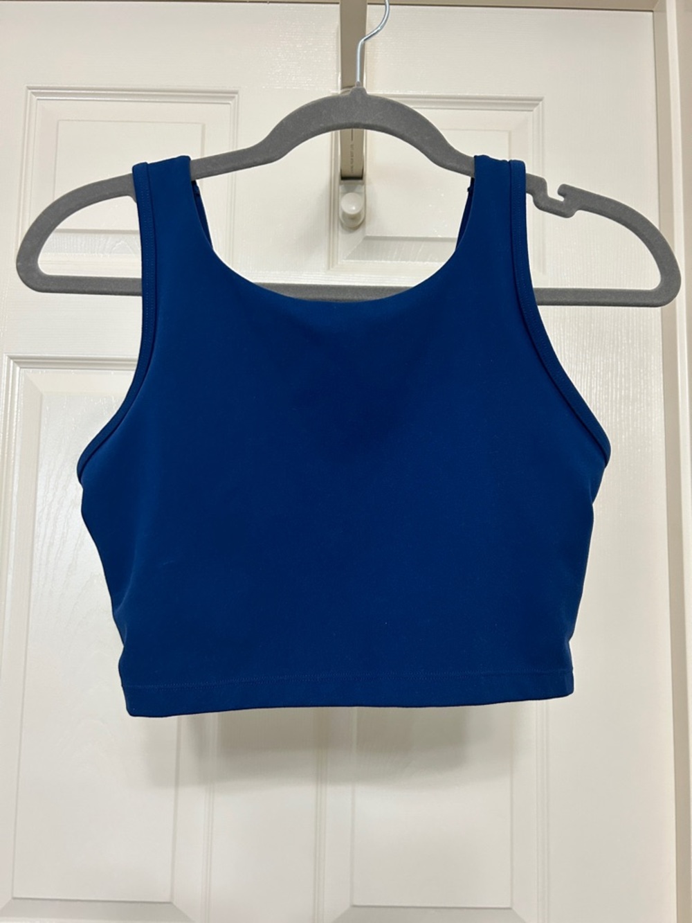 Jessica Simpson Cropped Sports Bra in Cobalt Blue with Feather Logo Small Med